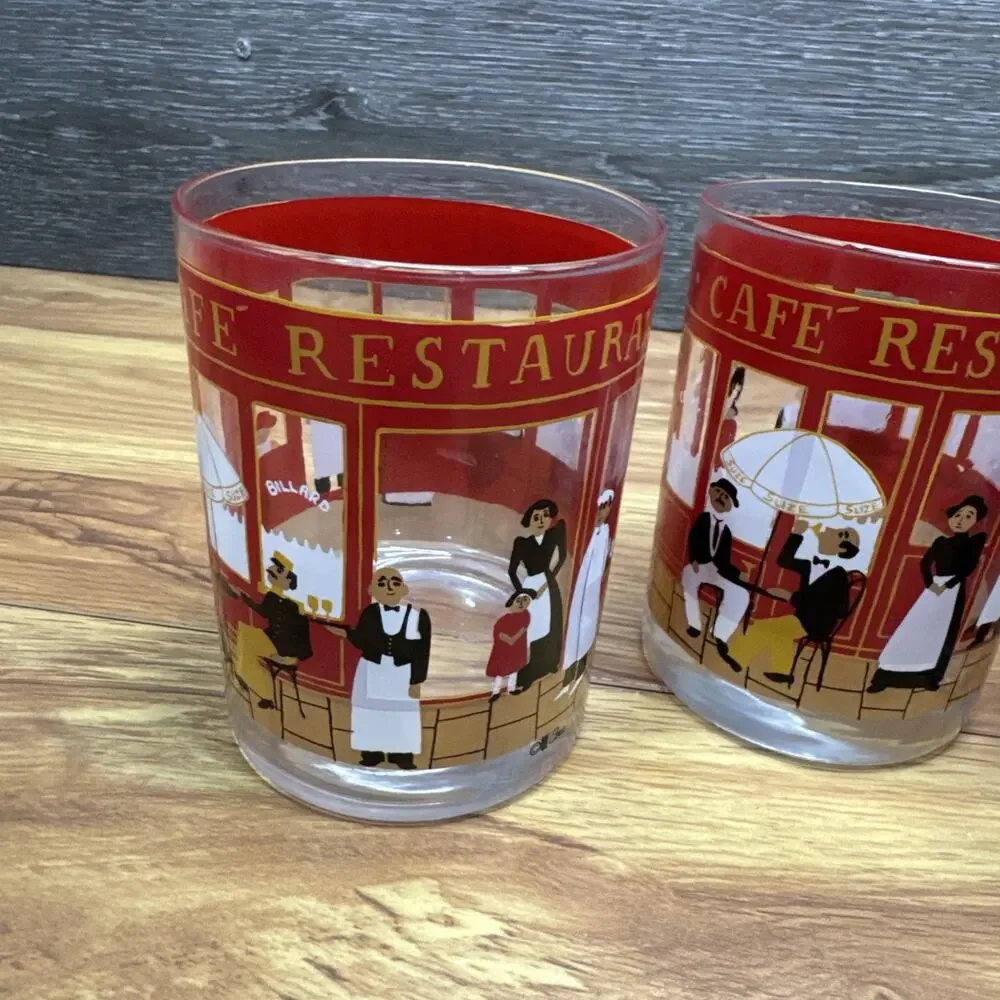 1960s Cera Cafe Restaurant Lowball Double Old Fashioned Glasses